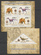PE898 2012 DINOSAURS & PALEONTOLOGISTS PREHISTORIC ANIMALS FAUNA KB+BL MNH - Prehistorisch