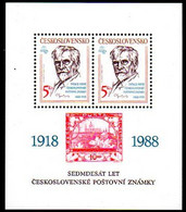 CZECHOSLOVAKIA 1988 PRAGA '88: Stamp Anniversary Block MNH / **.   Michel Block 87 - Blocchi & Foglietti