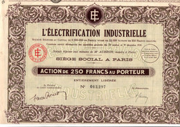 EI Electrification Industrielle - Action 1920 Avec 30 Coupons - Me Aubron Notaire à Paris - électricité - D - F