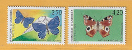 Timbre Andorre N° 432 ** - 433 ** Papillons - Nuovi