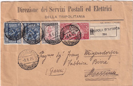 TRIPOLITAINE 1925 LETTRE RECOMMANDEE DE TRIPOLI AVEC CACHET ARRIVEE MESSINA - Tripolitania