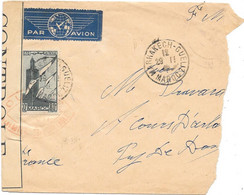 LSC En FM  PAR AVION POSTE AERIENNE  Contrôlée Par La Censure  MARRAKECH GUELIZ  194? Pour Puy De Dôme (France) - Airmail