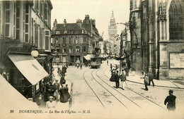 Dunkerque * La Rue De L'église * Tramway Tram * épicerie Du Nord - Dunkerque