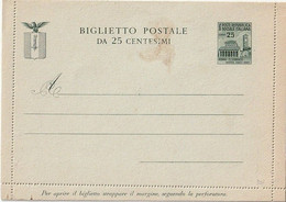 R.S.I- 8/9/1944 Biglietto Postale Definitivo Della R.S.I. Mon. Distrutti -c.25 Verde Basilica Di S.Lorenzo Nuovo B 37 - Postwaardestukken