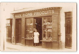 CPA 86  Carte Photo Loudun Aux Bons Produits Epicerie Mercerie Rue De La Porte De Mirebeau - Loudun