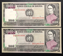 BOLIVIA, 2 X Uncirculated Banknotes, « 1000 PESOS BOLIVIANOS », 1982 - Autres - Amérique