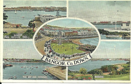 COLOURED MULTI-VIEW - BANGOR - COUNTY DOWN - FROM BATHING POOL - BALLYHOLME - HARBOUR - Down