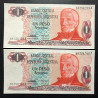 ARGENTINA, 2 X Uncirculated Banknotes, « 1 PESO » - Otros – Asia