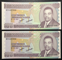 BURUNDI, 2 X Uncirculated Banknotes, « 100 FRANCS », 2007 - Other - Africa