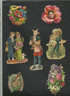 Lot De 7 Chromos - Découpis - Enfants - Fleurs -  Clown- Réf.66. - Enfants