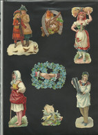 Lot De  7 Chromos - Découpis - Enfants  - Fleurs  - Oiseaux - Fillettes  - Réf.66. - Enfants