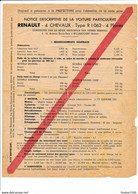 Feuille Pour L' Obtention De La Carte Grise ( Voiture Renault 4 Cv ) ( Mauvais état ) - Ex Libris