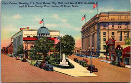 Texas El Paso Civic Center Showing U S Court House City Hall & More 1945 Curteich - El Paso