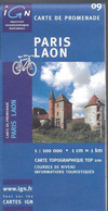 PARIS LAON N°09 -carte De Promenade IGN 1:100000ème 1cm=1km (carte Topographique TOP 100) -2005 - Cartes Topographiques