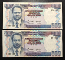 BURUNDI, 2 X Uncirculated Banknotes, « 500 FRANCS », 1995 - Other - Africa