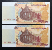 CAMBODIA, 2 X Uncirculated Banknotes, « 50 », 2002 - Autres - Asie