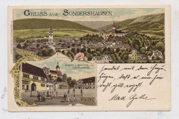 0-5400 SONDERSHAUSEN, Lithographie, Markt, Schloß, Hauptwache, Gesamtansicht - Sondershausen