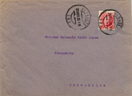 1935 ALBACETE , SOBRE CIRCULADO A CHINCHILLA CON LLEGADA EN AZUL AL DORSO - Covers & Documents