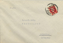 1936  ALBACETE , SOBRE CIRCULADO  A CHINCHILLA CON LLEGADA EN AZUL AL DORSO - Lettres & Documents