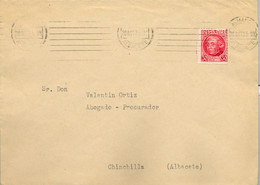 1935  ALBACETE , SOBRE CIRCULADO A CHINCHILLA , LLEGADA EN AZUL AL DORSO - Cartas & Documentos