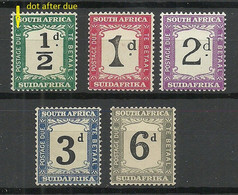 SÜDAFRIKA South Africa 1928 Michel 17 - 21 * Postage Due Portomarken Incl. Plate Error Variety Plattenfehler - Strafport