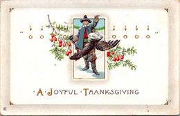 Thanksgiving Greetings With Turkey And Pilgrim - Thanksgiving
