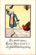 Thanksgiving Greetings With Turkey On A Leash 1910 - Thanksgiving