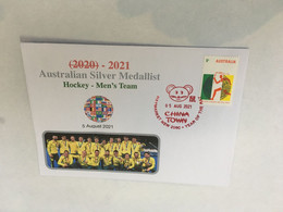 (2 B 2) 1 Cover / 1 Envelope - 5 August 2021 (with Olympic Stamp) Australia Silver Medal Men's Hockey - Sommer 2020: Tokio