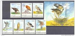 1999. Uzbekistan, Birds Of Prey, 7v + S/s, Mint/** - Oezbekistan