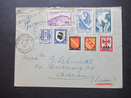 Frankreich 1946 MiF Einschreiben Reco Strasbourg R.P. Nach Aarau Schweiz Mit Ank. Stempel Aarau 1 Briefe - Storia Postale