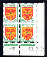 YT-N°: 1000 - Blason De La NAVARRE, Coin Daté Du 19.07.1954, Galvano B De A+B, 1er Tirage, NSC/**/MNH - 1950-1959