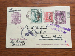 SCH2106 Spanien Ganzsache Stationery Entier Postal P 94 Von Las Palmas Mit Doppelzensur Nach Berlin - 1931-....