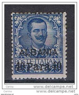 ALBANIA:  1902  SOPRASTAMPATO  -  40 Pa./25 C. AZZURRO  L. -  SASS. 3 - Albanie