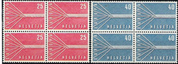 Schweiz Suisse 1957: EUROPA Zu 332-333 Mi 646-647 Yv 595-569 In Blocks Postfrisch MNH (Zumstein CHF 24.00) - 1957