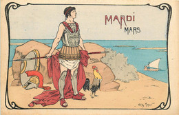 ILLUSTRATEUR Henri MORIN Art Nouveau  MARDI Mars - Morin, Henri