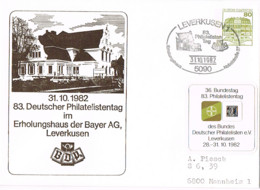 L-ALL-313 - ALLEMAGNE Entier Postal Enveloppe Journée Philatélique à Leverkusen 1982 - Privé Briefomslagen - Gebruikt