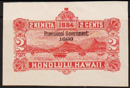 1893. HAWAII. 2 CENTS. HONOLULU. HAWAII. Cut From Envelope Overprinted Provisional Government 1893.  - JF510913 - Hawai
