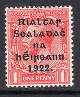 Ireland 1922 (Nov) 1d Rialtas Overprint, Wide Setting, Thom Printing, Lightly Hinged Mint, SG 48 - Nuevos