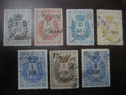 Lot 7 STEMPEL MARKE 20 Ore To 9 Kr All Diff. Revenue Fiscal Tax Postage Due Official Denmark - Revenue Stamps