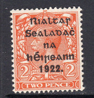 Ireland 1922 (Nov) 2d Die II Rialtas Overprint, Wide Setting, Thom Printing, Very Lightly Hinged Mint, SG 50 - Nuevos