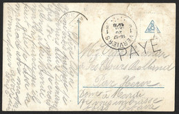 Cachet De Fortune De VERVIERS 1E Du 20-XII-1918 Sur Carte Vue + Griffe PAYE Suite Manque De Timbre (lot 711) - Altre Lettere