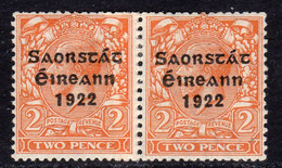 Ireland 1922-3 2d Die II Saorstat Overprint Pair, Harrison Coil Printing, Hinged Mint, SG 70 - Nuevos