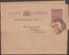 Australie Du Sud, Bande-journal Avec Complément De 1/2 Penny. A Destination De Brême - Lettres & Documents