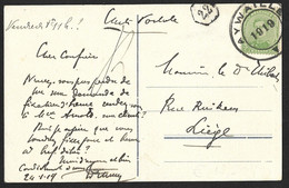 137 Sur Carte Vue Oblit.de Fortune Aywaille 1919 écrite Le 24-1-19 (lot 703) - Altre Lettere