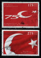 Turkey 1998 Mi 3159-3160 O, Turkish Flag With Silhoutte Of ATATÜRK - Gebraucht