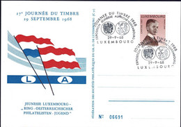 Luxembourg, Luxemburg 1968 Carte Postale 27e Journée Natonale Du Timbre Jeunesse Luxembourg - Commemoration Cards