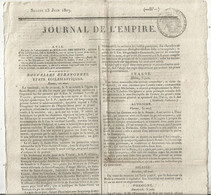 Document Historique, JOURNAL DE L'EMPIRE, 13 Juin 1807, Nouvelles étrangéres, Empire Français...,  Frais Fr 1.95 E - Documenti Storici