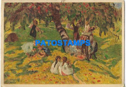 174628 SWITZERLAND ART SIGNED L. ROSSI HARVESTING APPLES PRO JUVENTUTE CIRCULATED TO ARGENTINA POSTAL POSTCARD - Apples