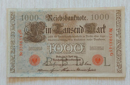 Germany 1910 - 1000 Mark Reichsbanknote - No 3598545G - P# 44b - Near UNC - 1000 Mark
