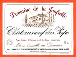 étiquette De Vin De Chateauneuf Du Pape Chastan à Orange - 75 Cl - Vin De Pays D'Oc